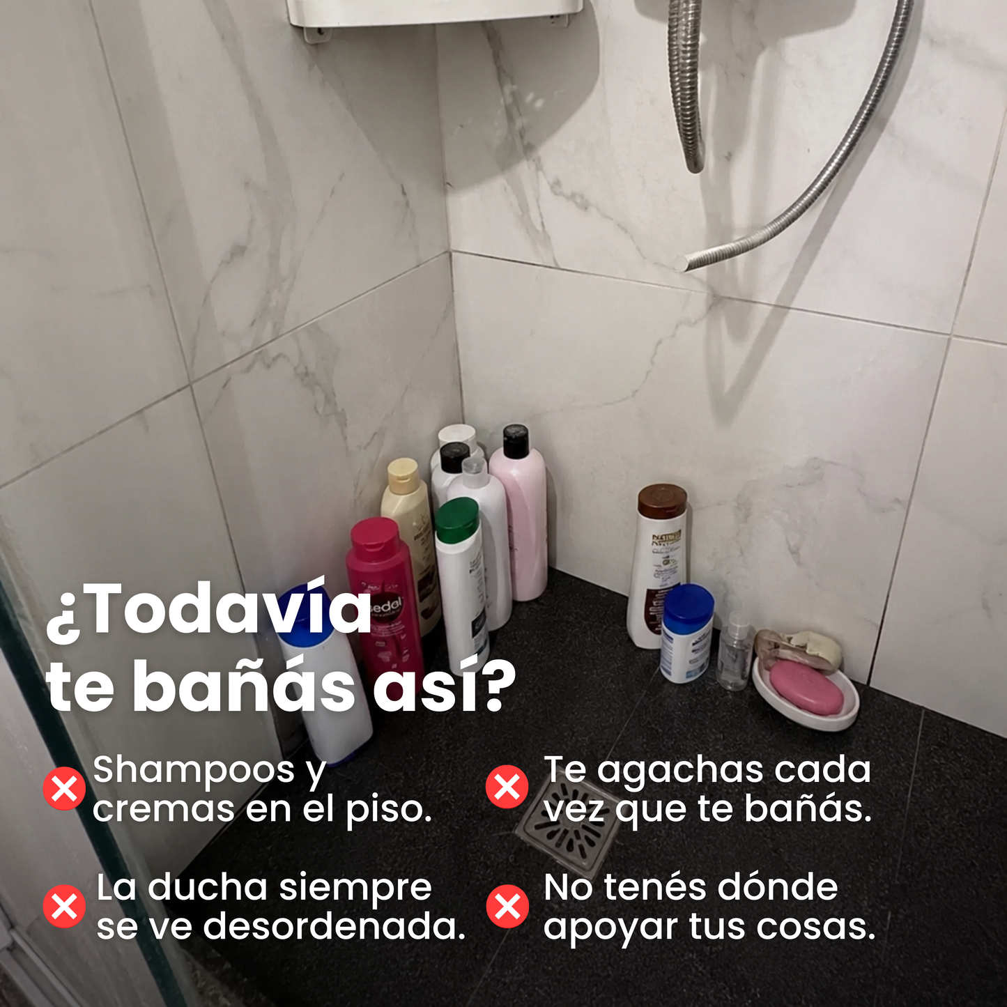 Esquinero organizador de ducha