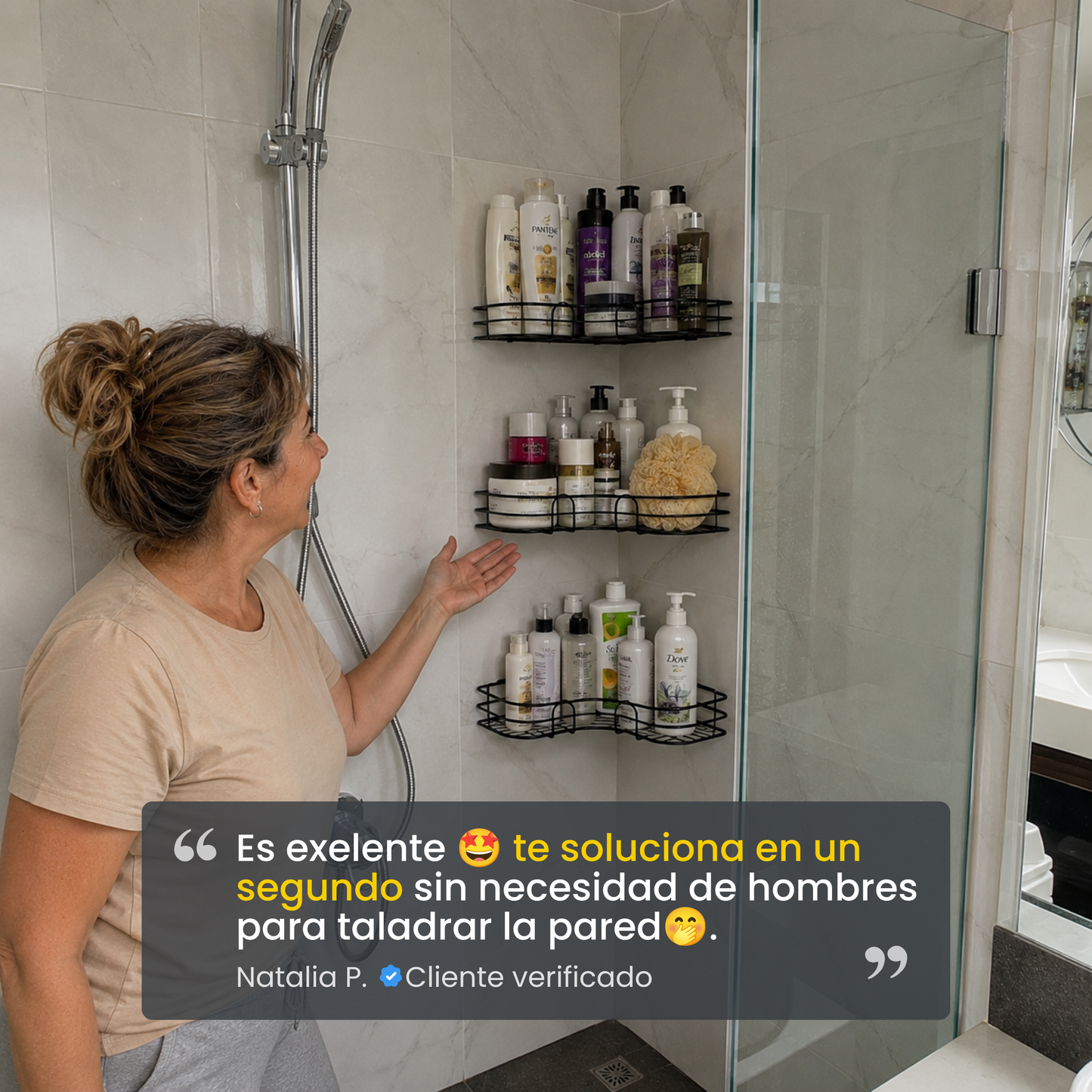 Esquinero organizador de ducha