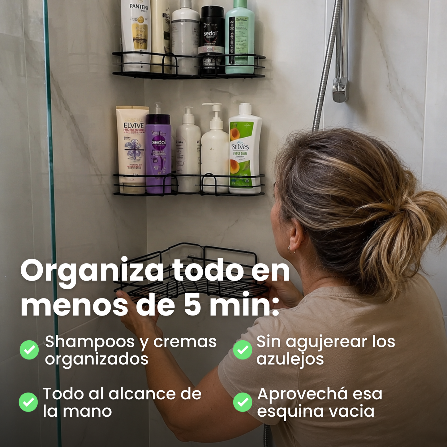 Esquinero organizador de ducha